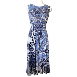 Charter Club Blue Midi Dress with Waist Tie Size Small